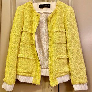 Large Yellow Zara Jacket in Tweed/Boucle